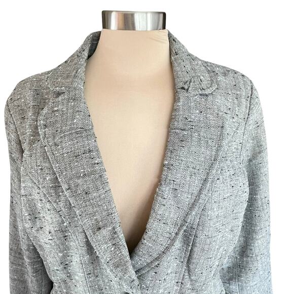 Coldwater Creek Gray Tweed Blazer Size 14 Petite Business Professional Work Wear - Picture 2 of 11